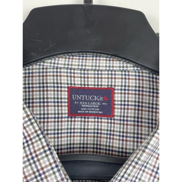UNTUCKit Vinchenzo Wrinkle Free Shirt Men's 3XL Multi White Check Cotton Casual - Picture 4 of 8